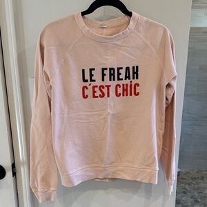 Clare V Pink 'Le Freak C'est Chic' Graphic Crewneck Sweatshirt